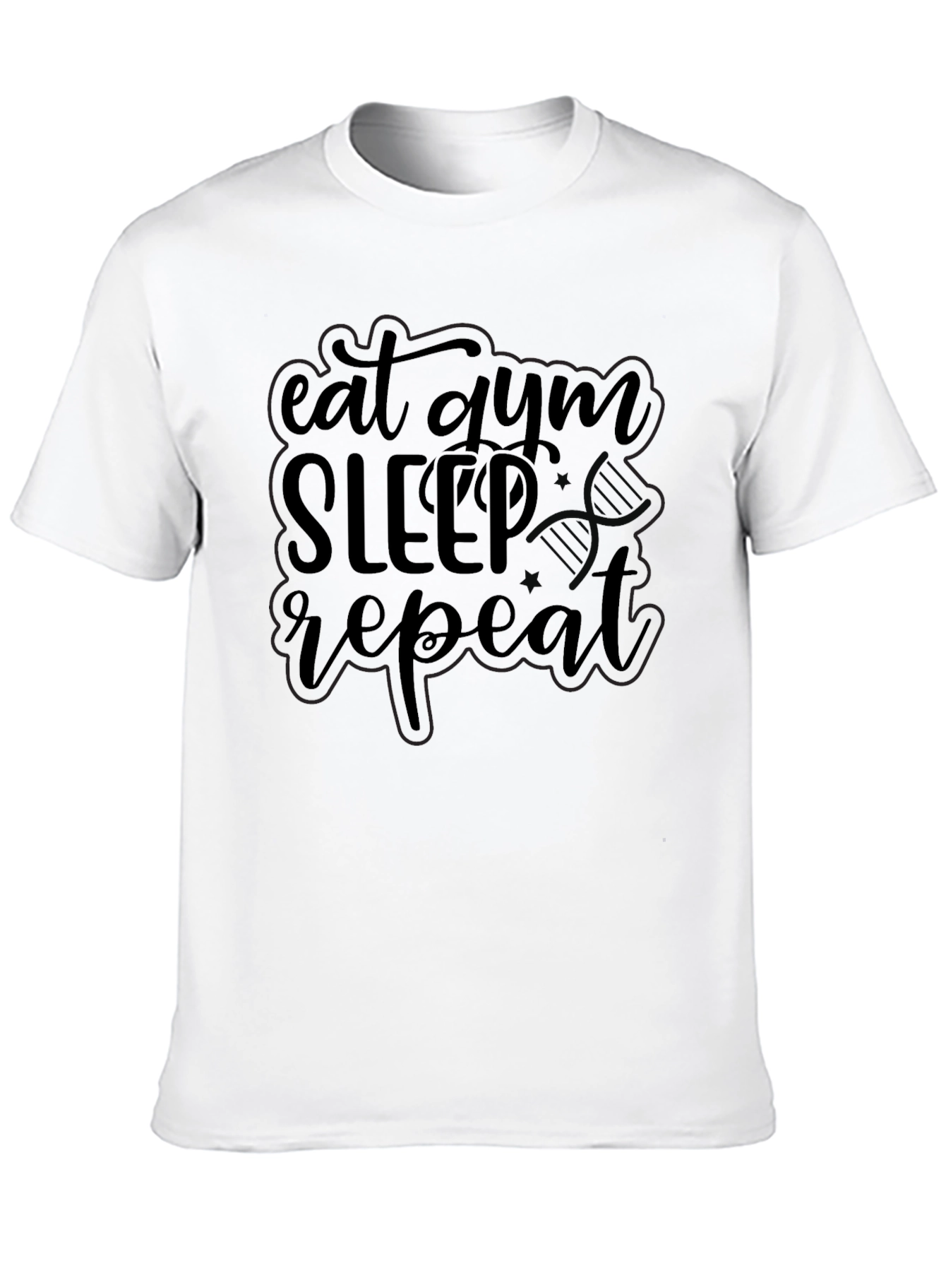 Eat Gym Sleep Repeat Black Graphic T-Shirt