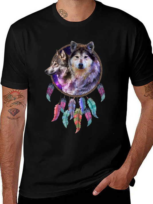Wolf Dreamcatcher Graphic Tee - Black