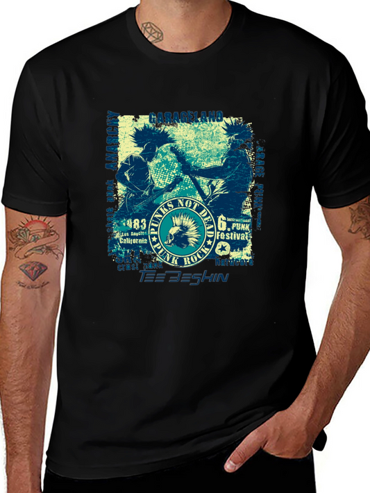 Punk Rock Tee - Graphic Print Cotton T-Shirt