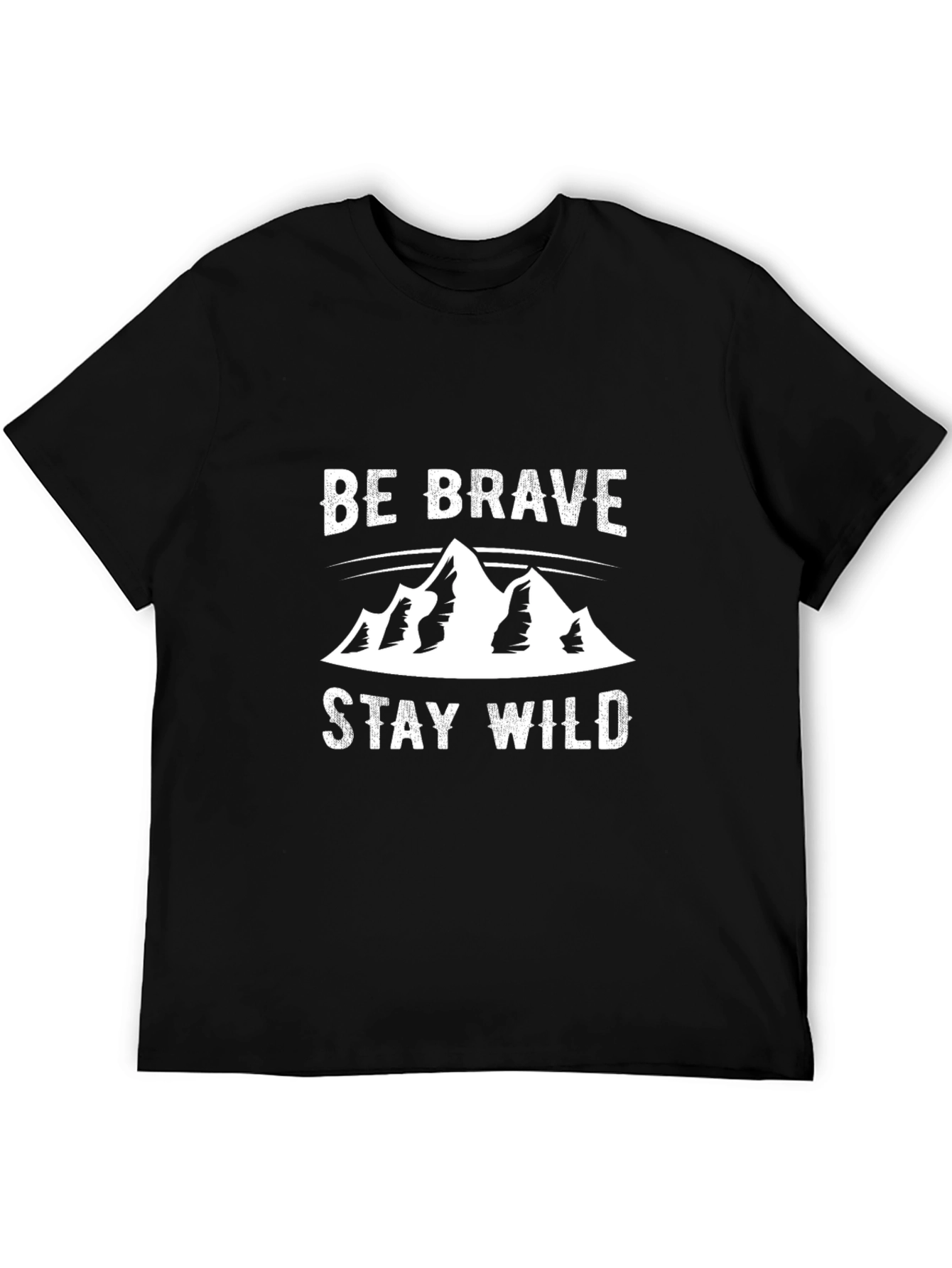 Be Brave Stay Wild Mountain Graphic Tee - Black