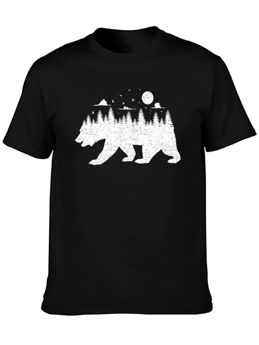 Bear & Forest Graphic Tee - Black