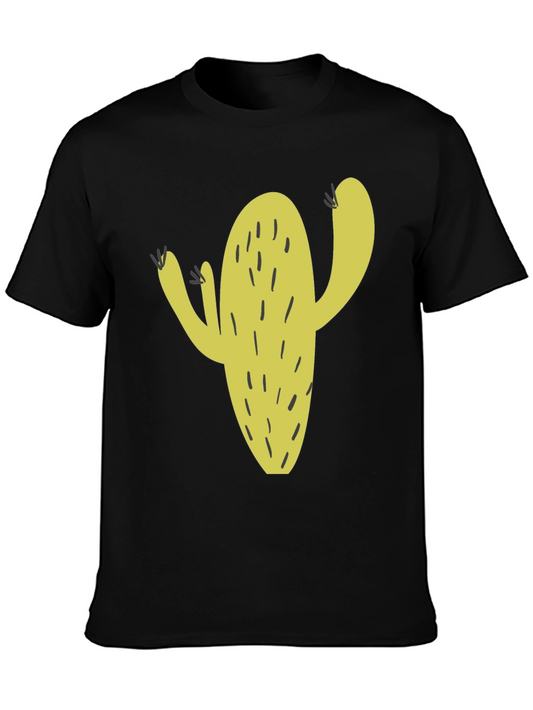 Cactus Graphic Tee - Black Cotton Casual Wear