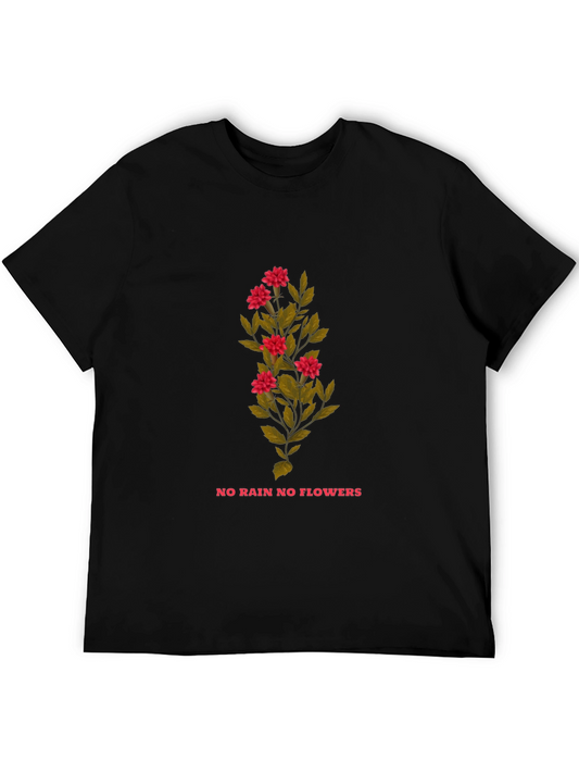 Floral Graphic Tee - No Rain No Flowers - Black