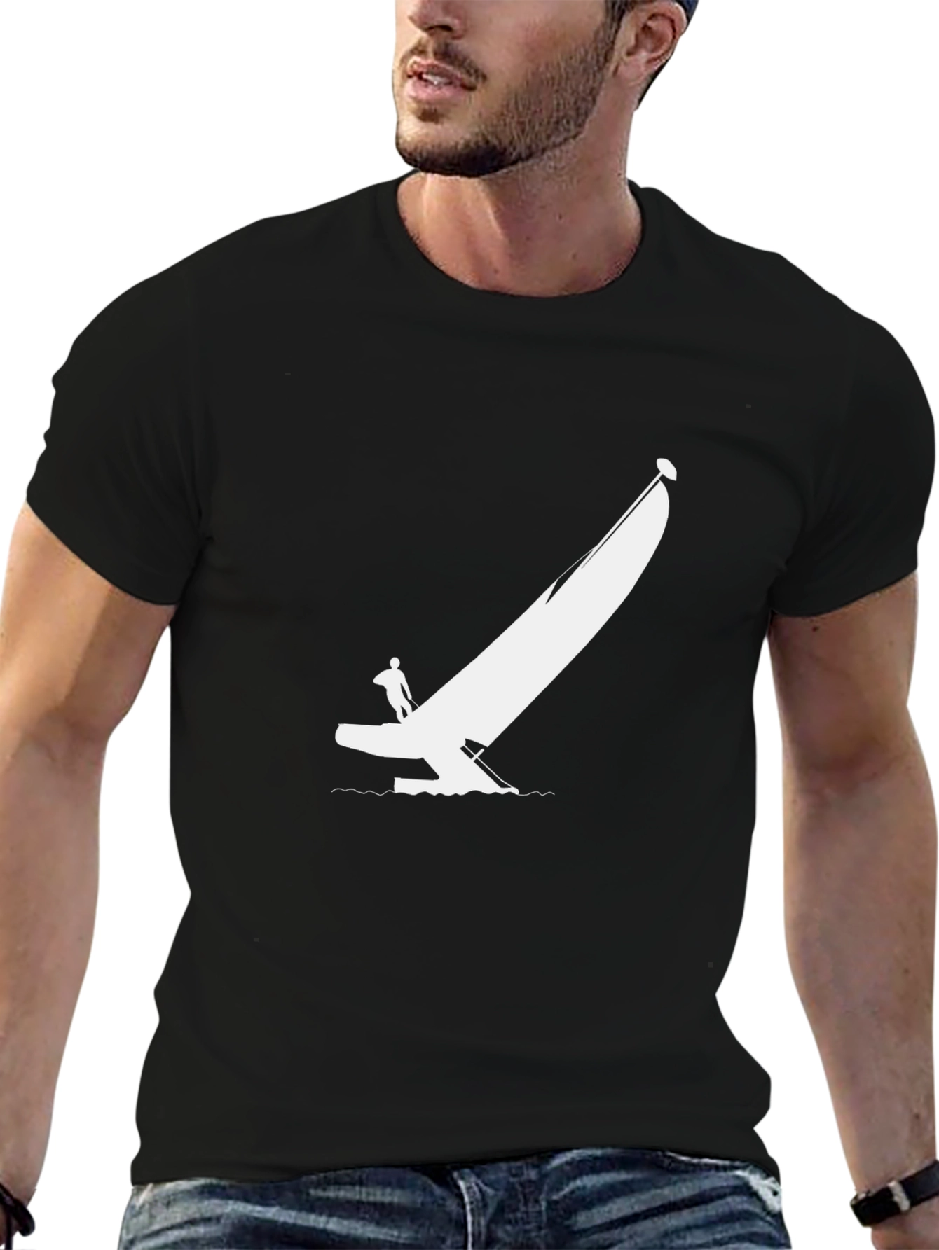Sailboat Silhouette Black T-Shirt