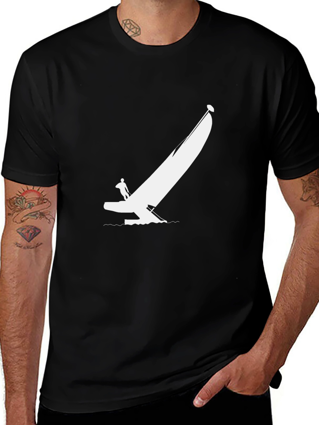 Sailboat Silhouette Black T-Shirt