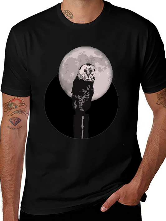 Owl Moon Graphic Tee - Black Cotton Blend