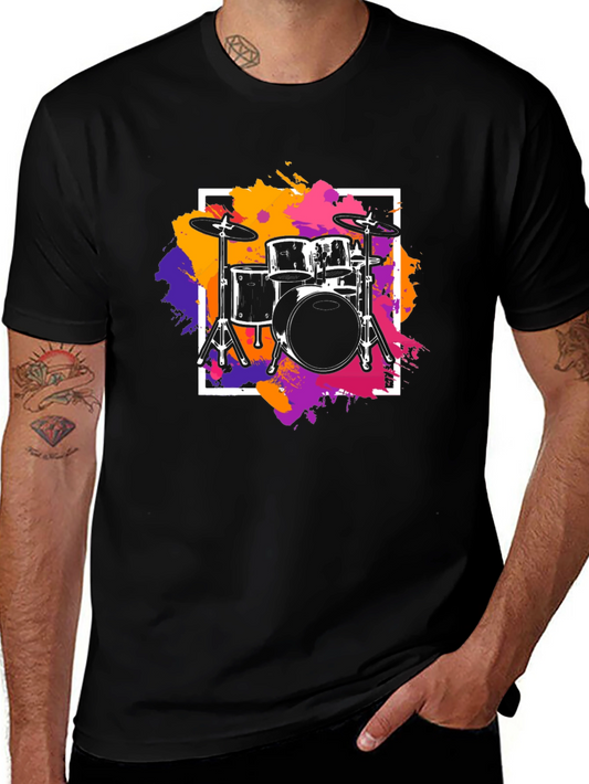 Drum Set Graphic T-Shirt - Musical Band Tee