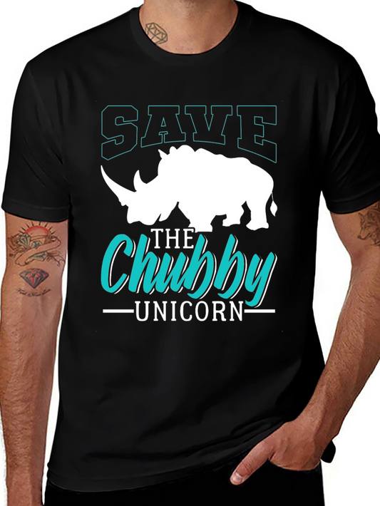 Save the Chubby Unicorn Rhino Graphic T-Shirt