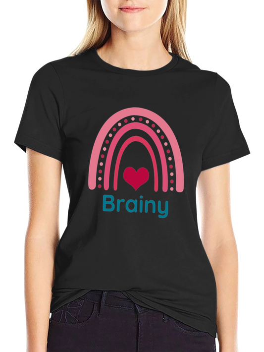 Brainy Rainbow Heart Graphic T-Shirt