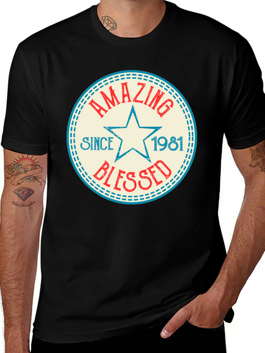 Amazing Since 1981 Black Graphic T-Shirt