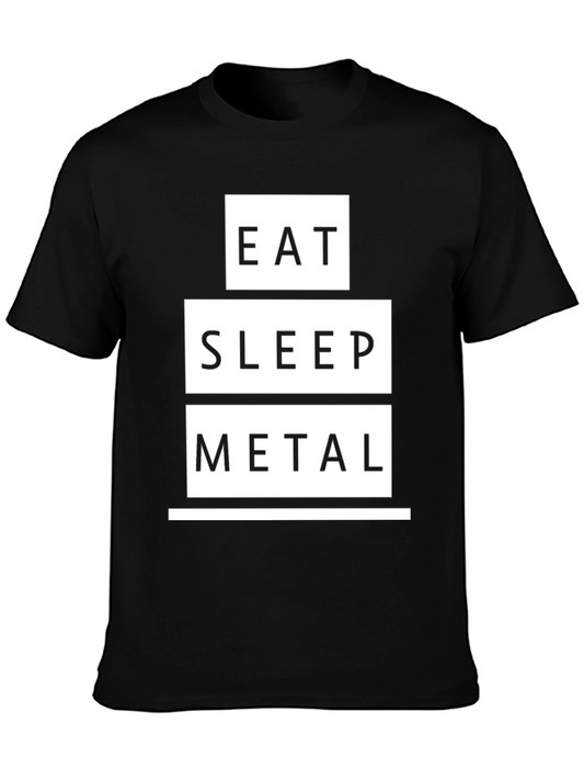 Eat Sleep Metal Graphic Tee - Black Cotton T-Shirt
