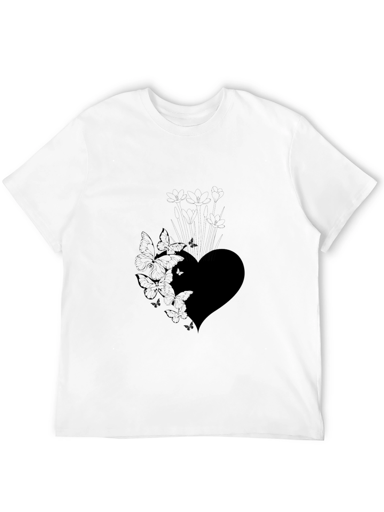 Butterfly Heart Graphic Black T-Shirt
