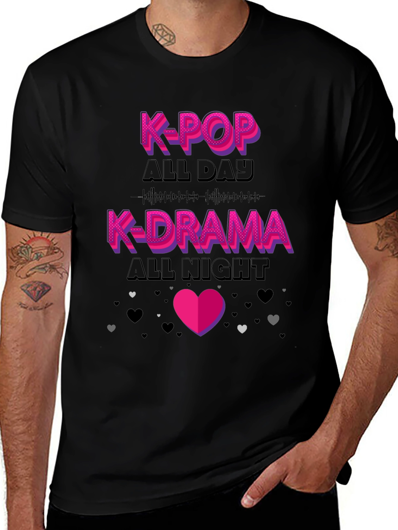 K-Pop All Day K-Drama All Night Graphic Tee