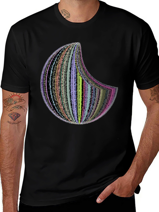 Abstract Crescent Moon Graphic Tee - Black