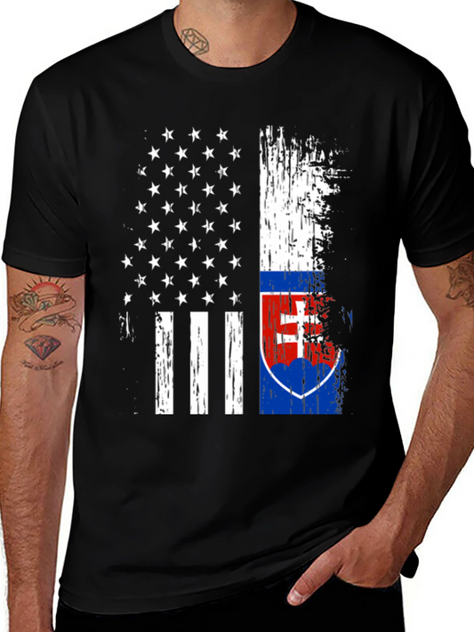 USA Slovakia Flag T-Shirt Patriotic Pride
