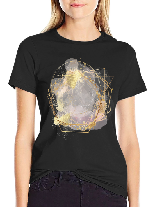 Abstract Gold Geometric Design T-Shirt