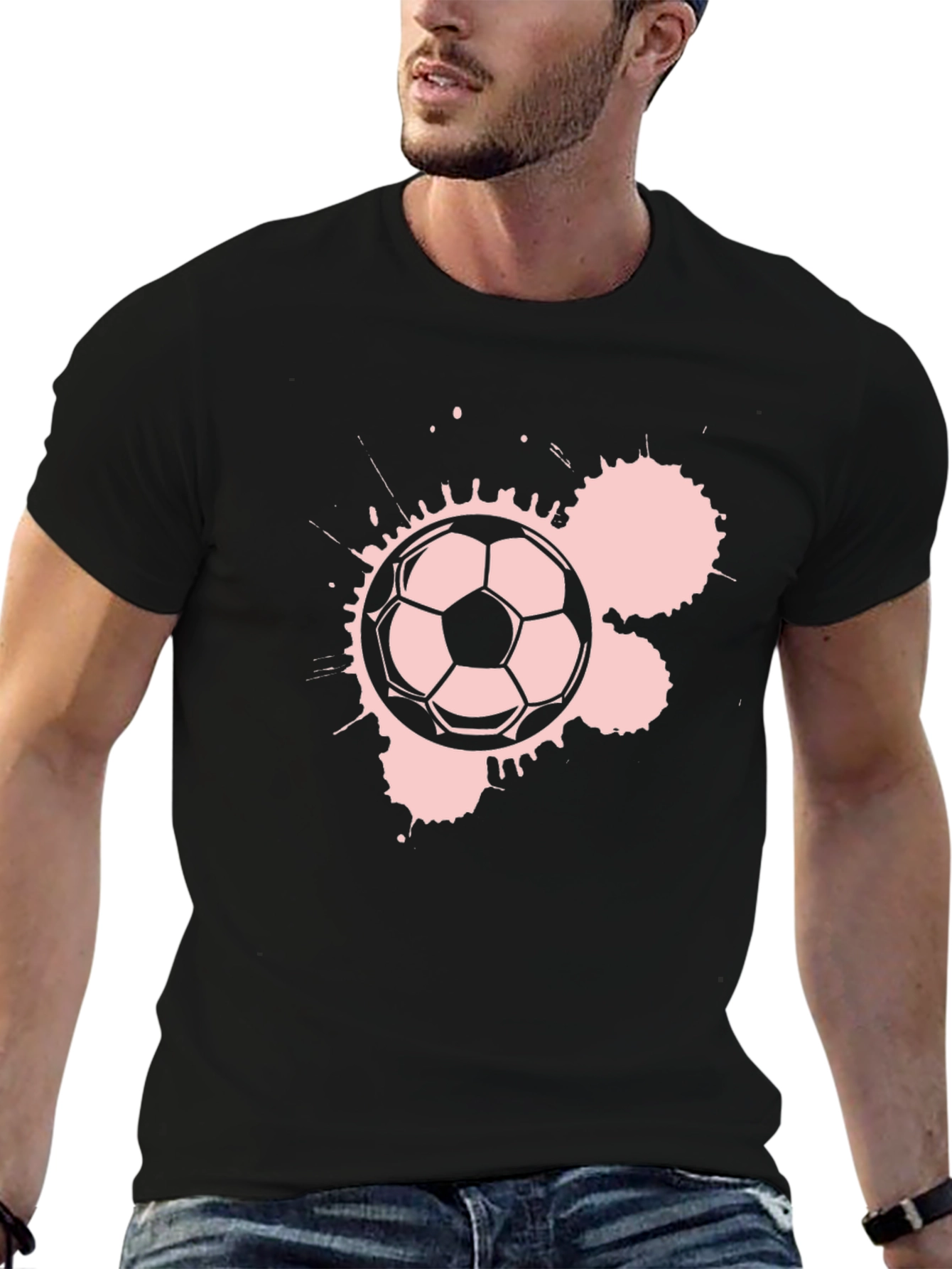 Soccer Splatter Tee - Black Cotton Graphic T-Shirt