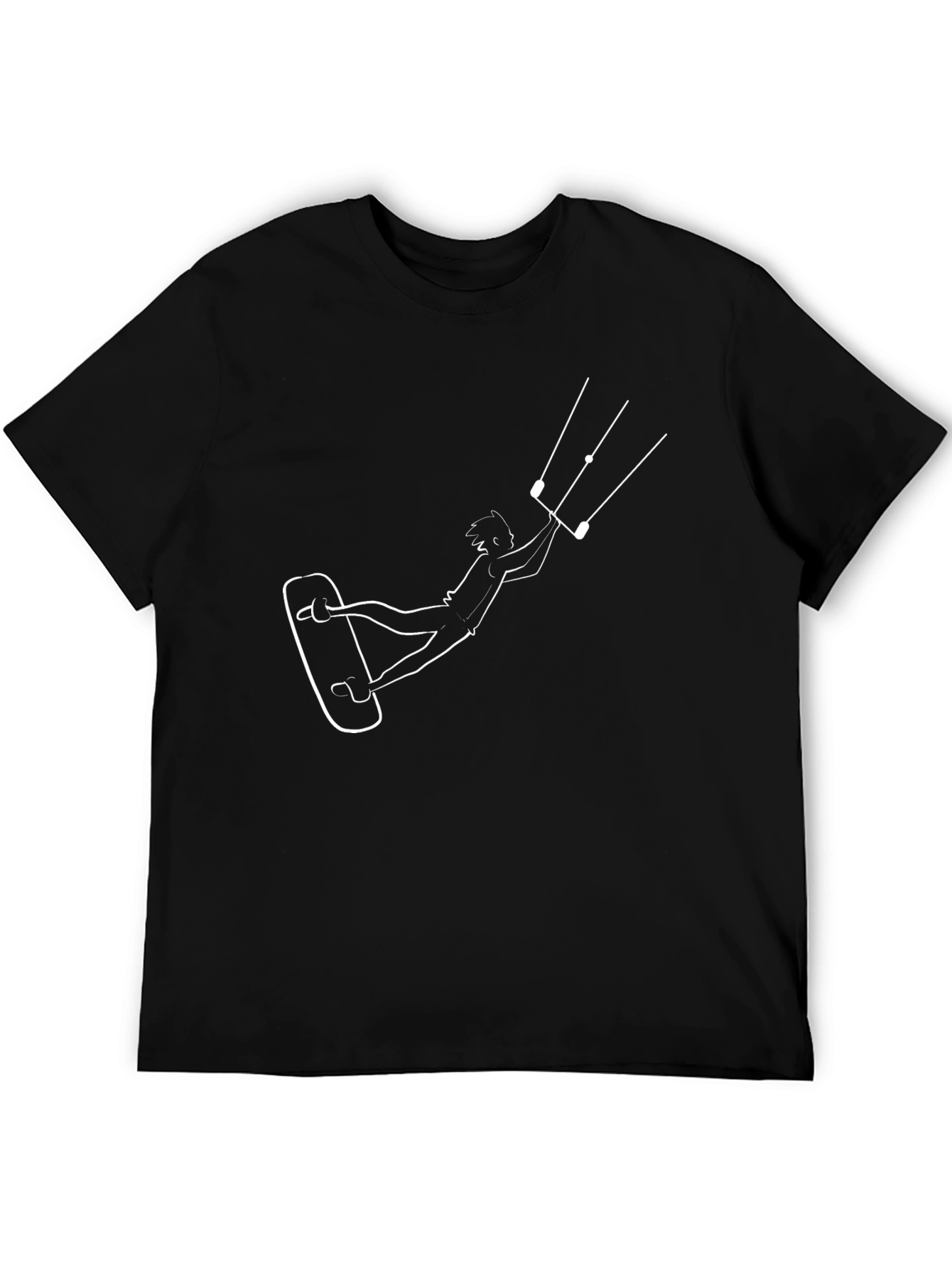 Kite Surfing Graphic Tee - Black Cotton T-Shirt