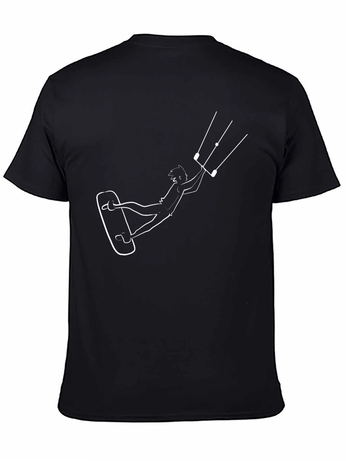 Kite Surfing Graphic Tee - Black Cotton T-Shirt