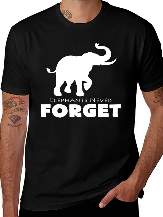 Elephant Never Forget Black Graphic Tee