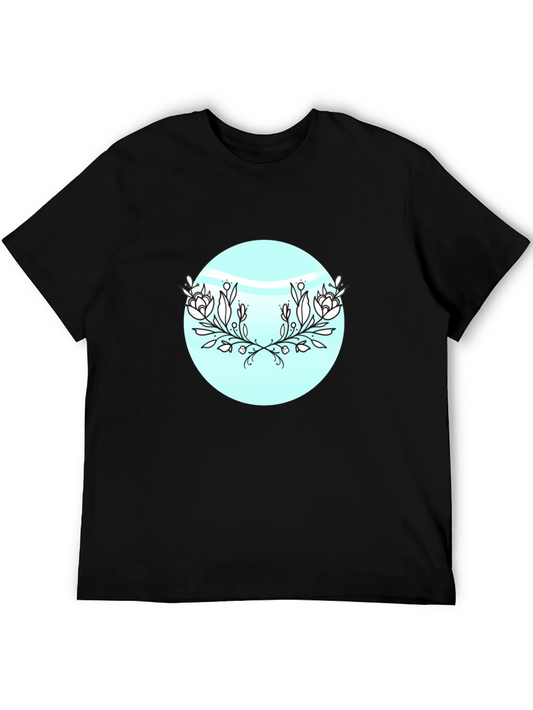 Floral Circle Black T-Shirt - Modern Graphic Tee