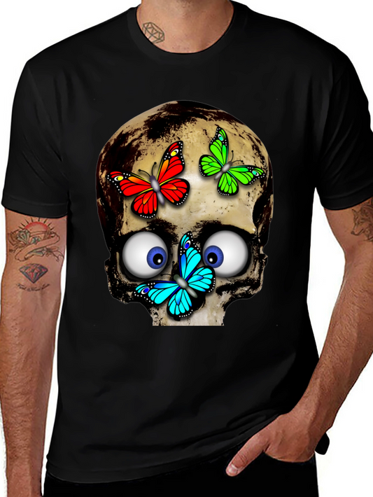 Skull & Butterflies Graphic Tee - Black
