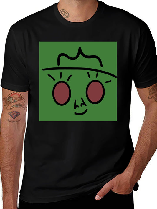 Funky Face Graphic Tee - Black Cotton Blend