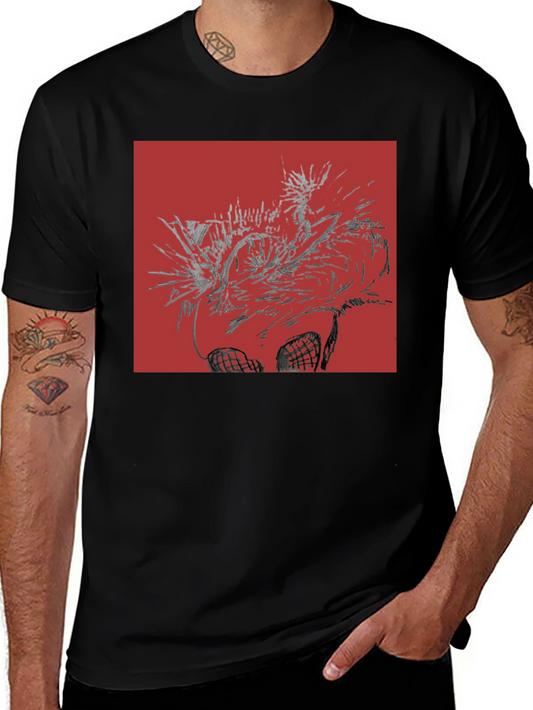 Edgy Skull Graphic Tee - Red & Black
