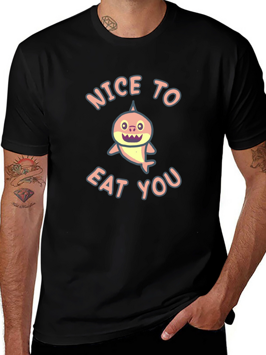 Shark Nice to Eat You Black T-Shirt