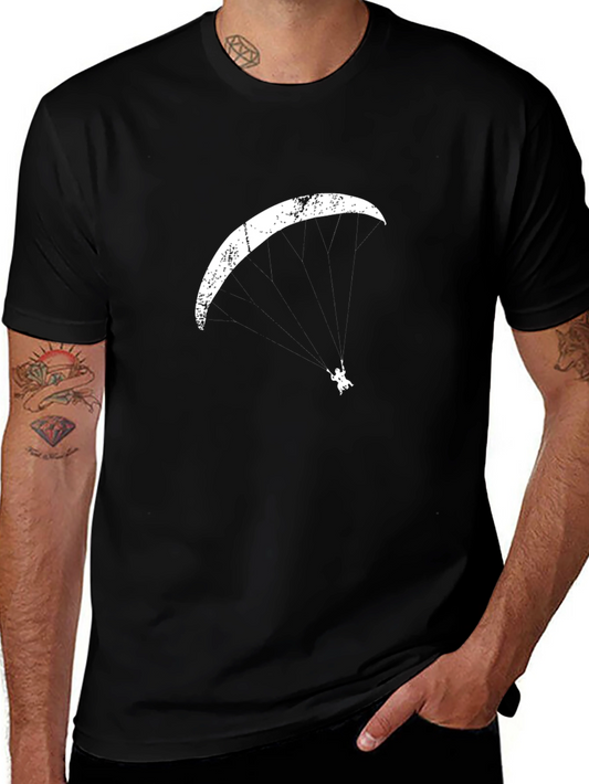 Paragliding Graphic Tee - Black Cotton T-Shirt