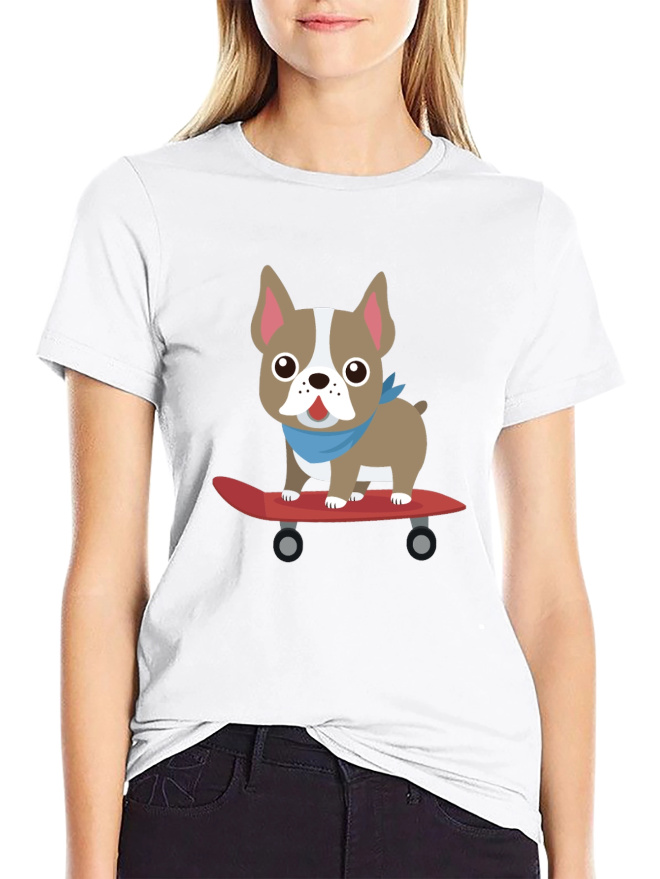 Dog on Skateboard Graphic T-Shirt