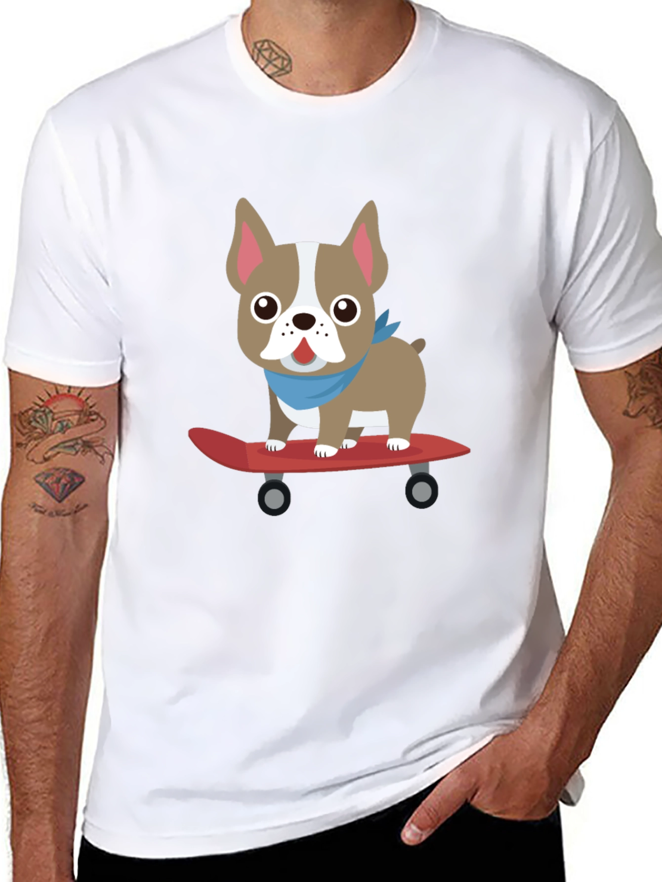 Dog on Skateboard Graphic T-Shirt