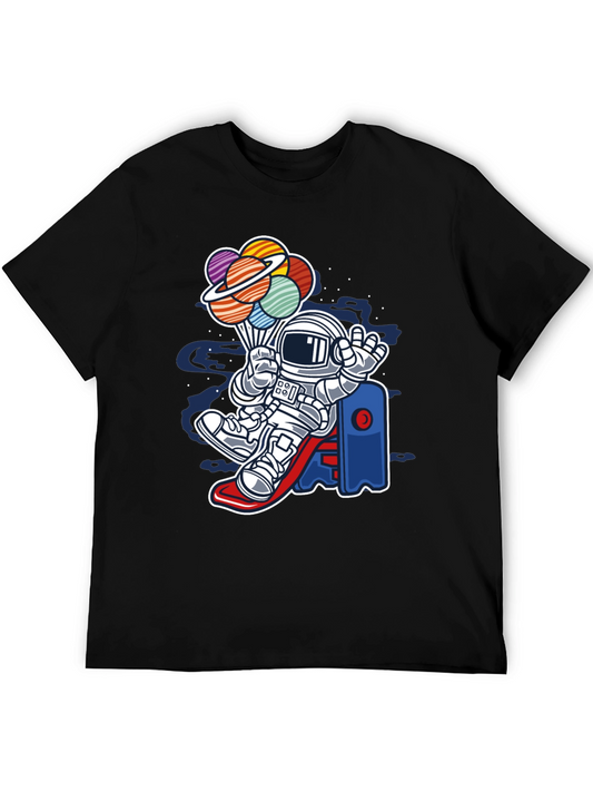 Astronaut Planet Balloons Graphic T-Shirt