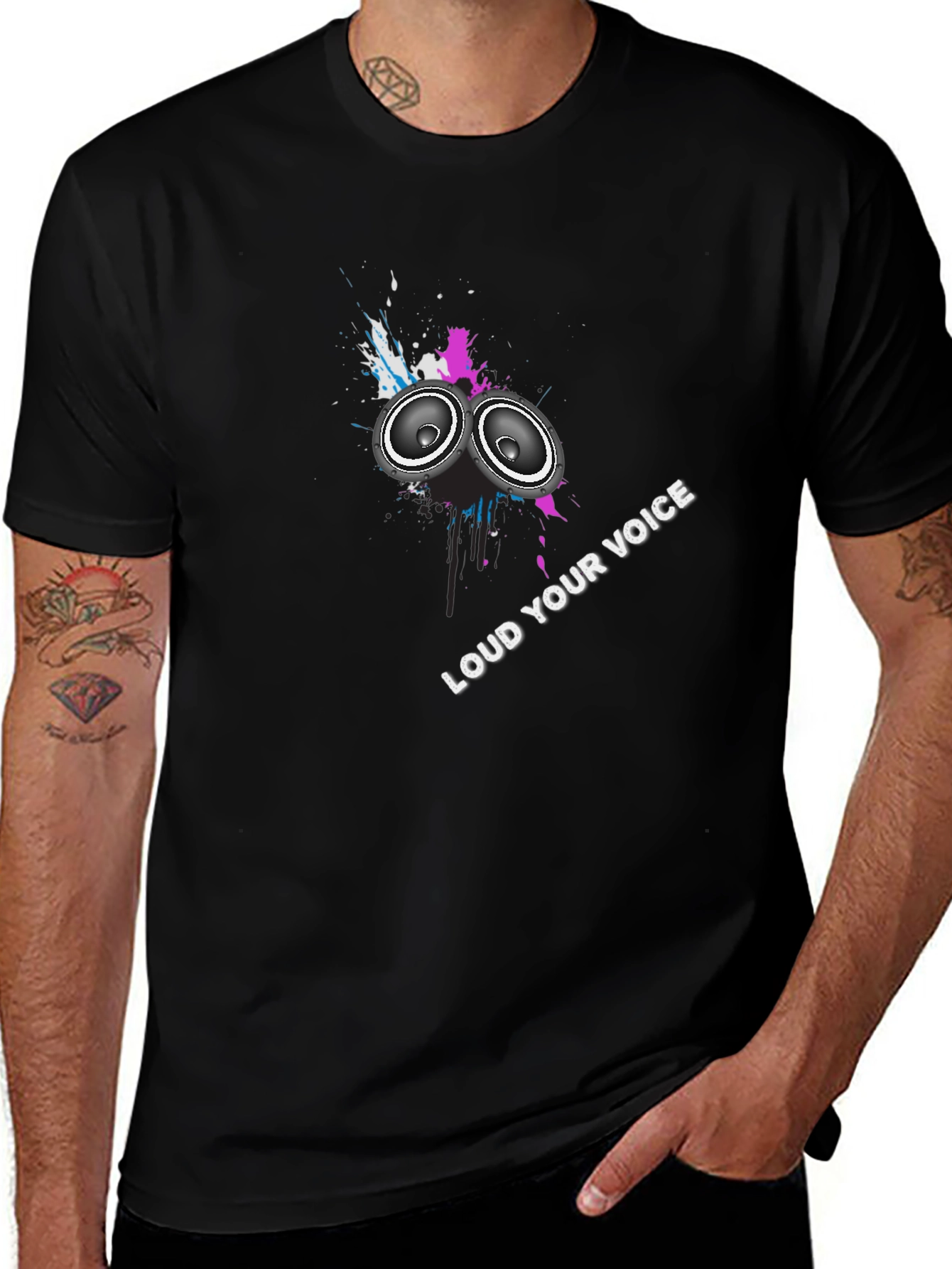 Loud Your Voice Graphic Black T-Shirt