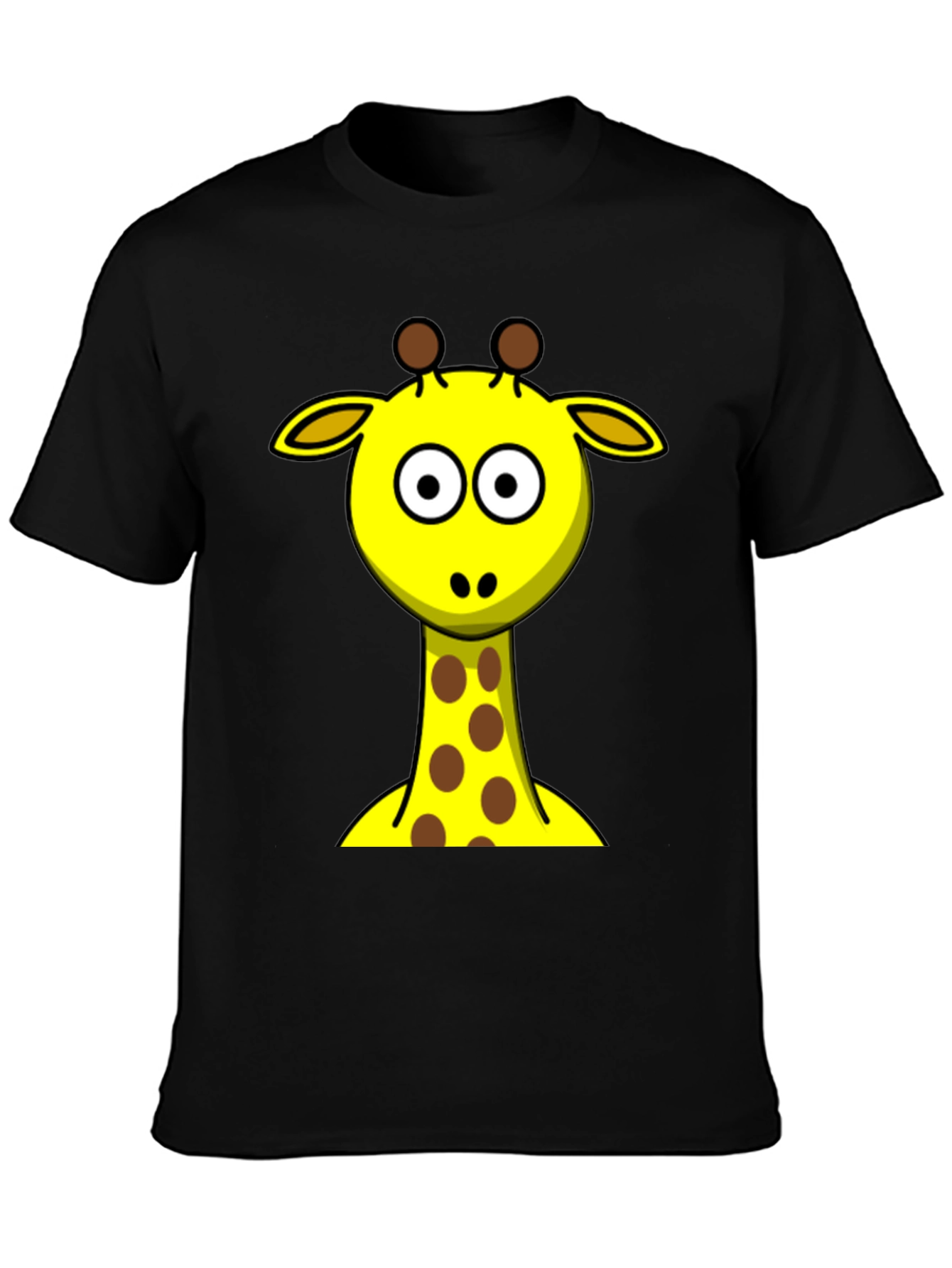 Giraffe Cartoon Graphic Black T-Shirt