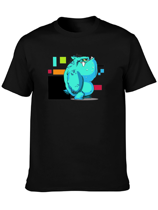 Black T-Shirt with Cartoon Monster Graphic