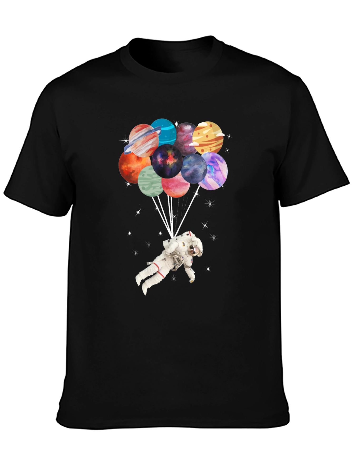 Astronaut Planet Balloon Graphic T-Shirt