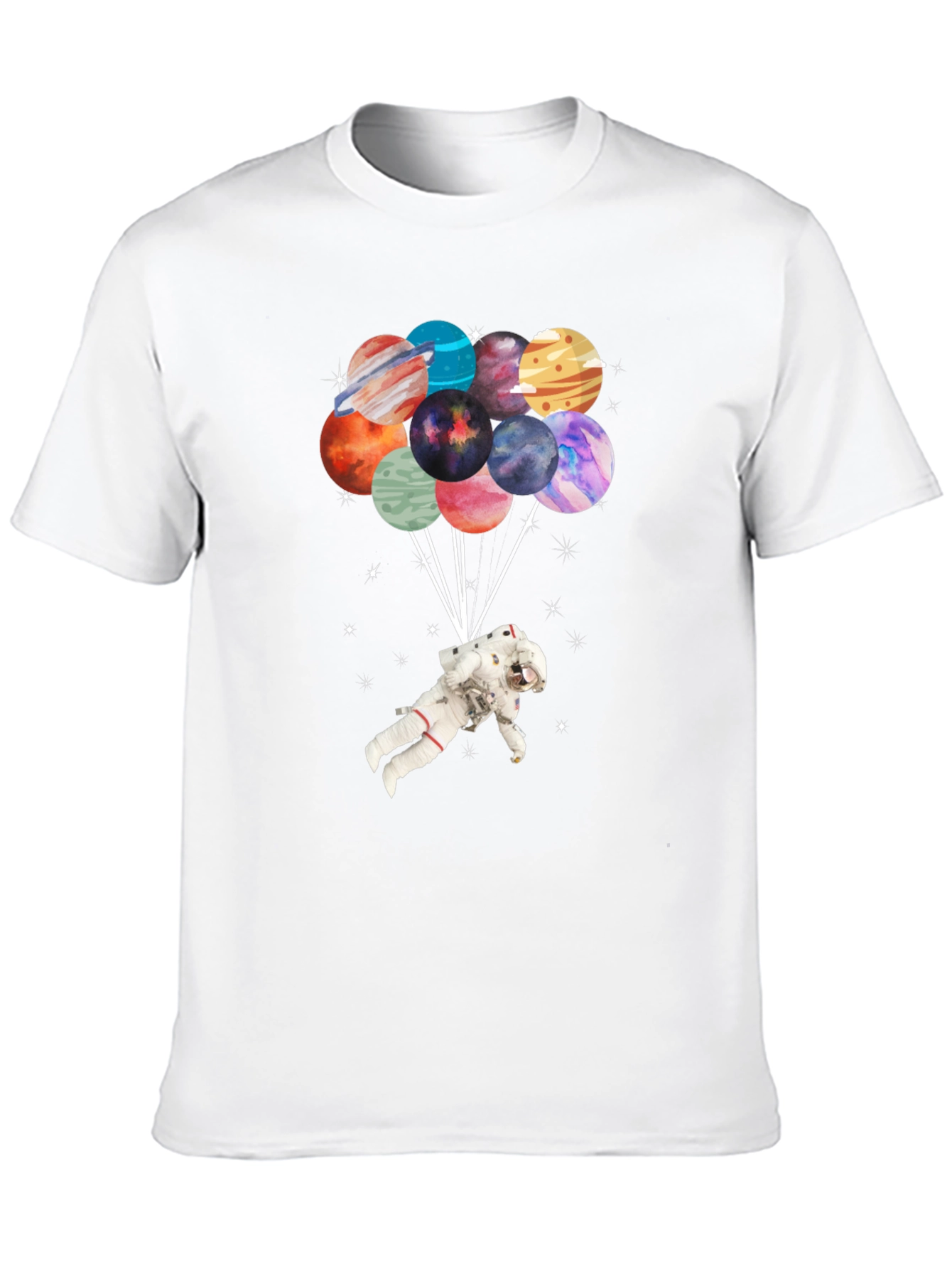 Astronaut Planet Balloon Graphic T-Shirt