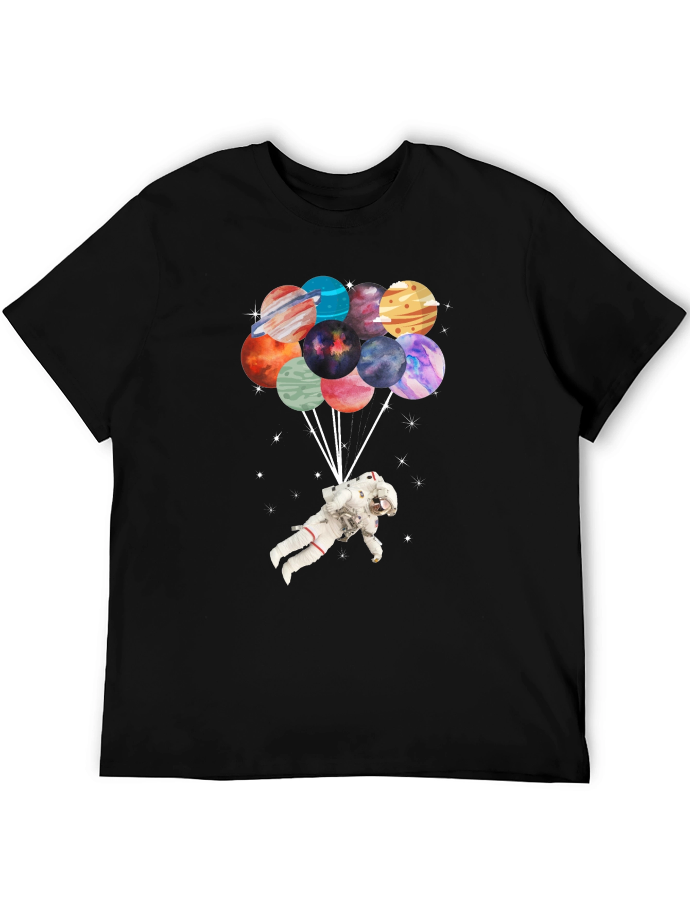 Astronaut Planet Balloon Graphic T-Shirt