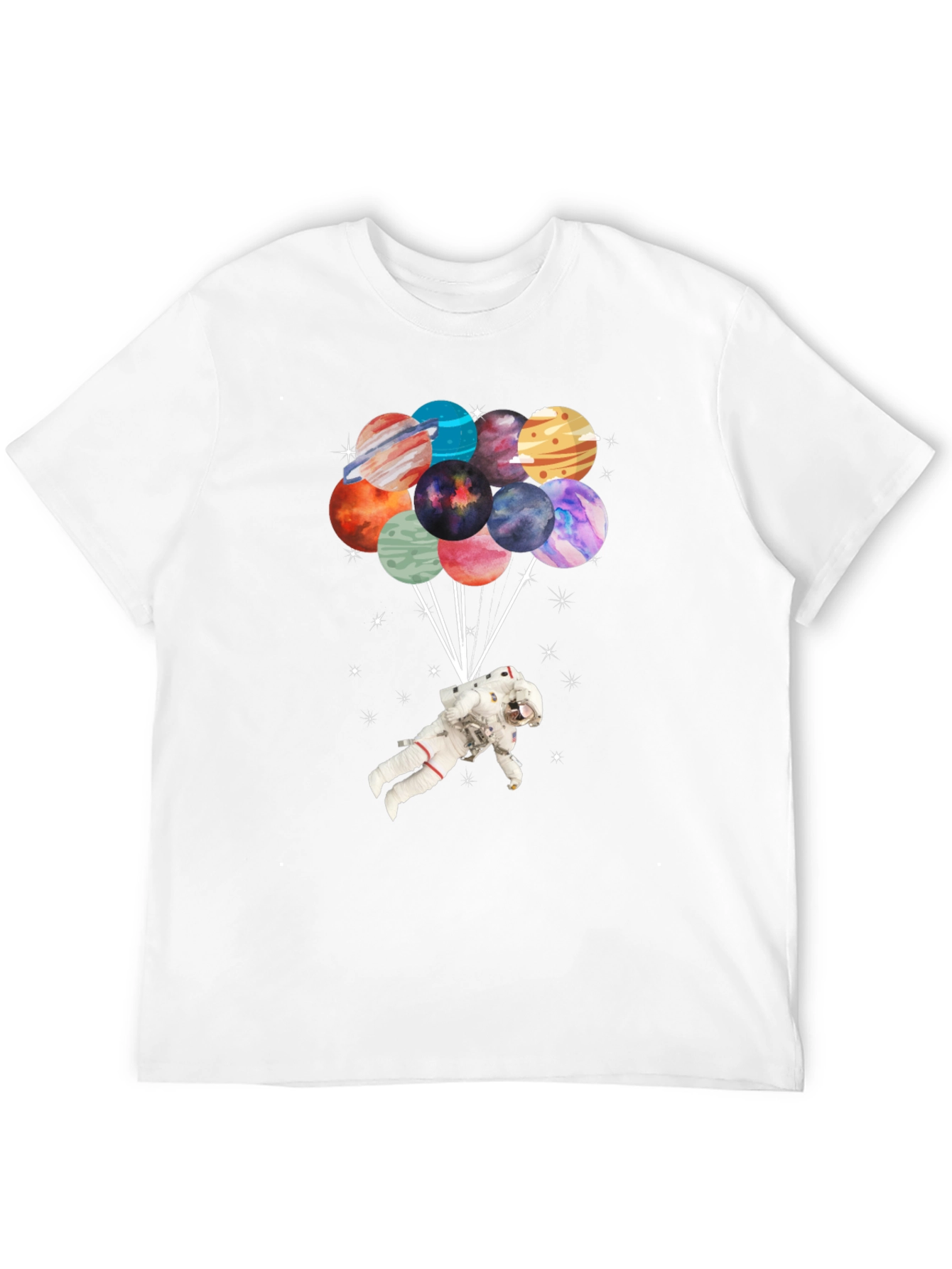 Astronaut Planet Balloon Graphic T-Shirt