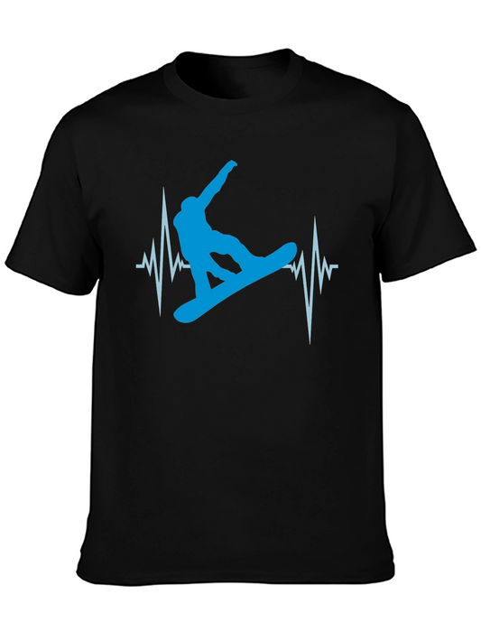 Snowboarding Heartbeat T-Shirt - Black Graphic Tee