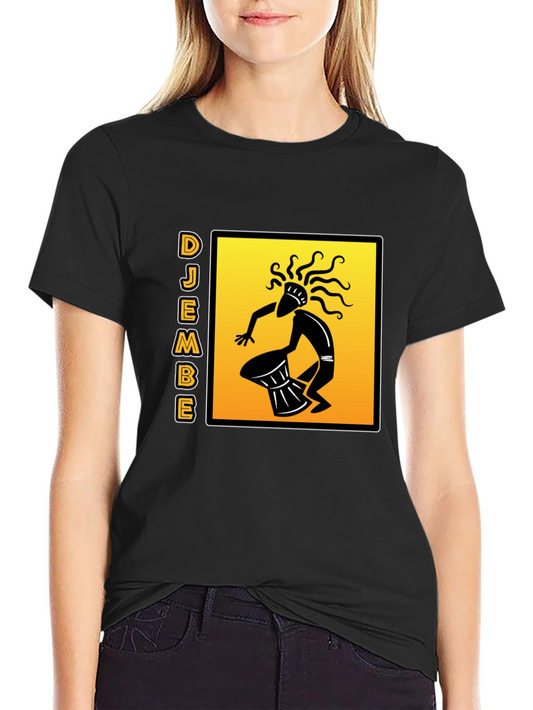 Djembe Drummer Graphic T-Shirt - Black Cotton Tee