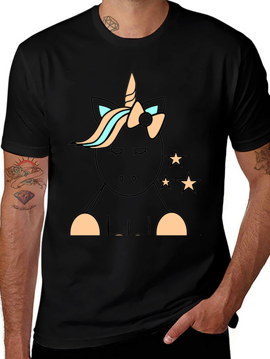Unicorn Graphic Print Black T-Shirt
