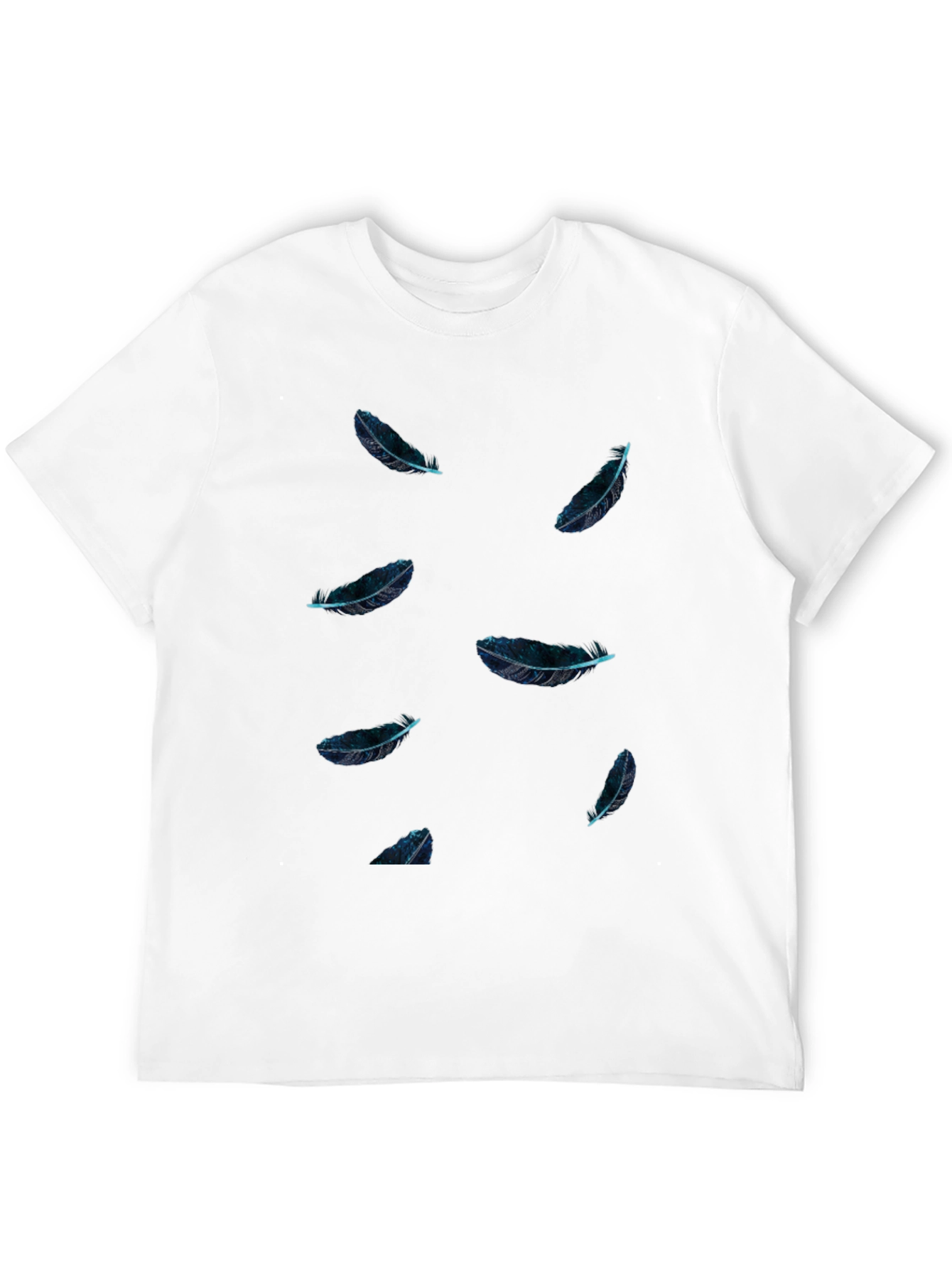 Feather Print Black T-Shirt - Casual Style