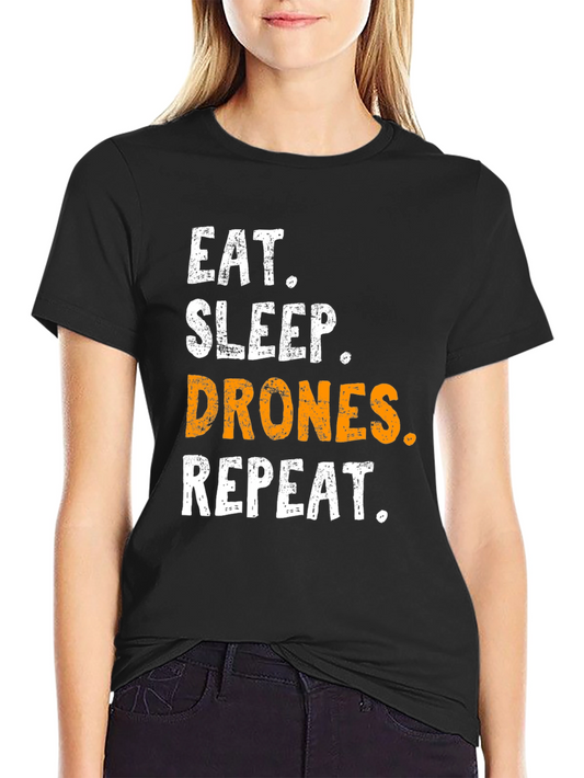 Eat Sleep Drones Repeat Black T-Shirt
