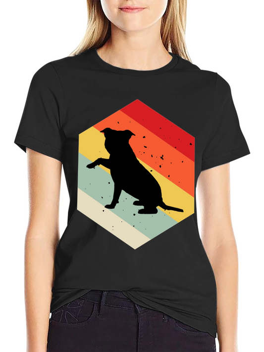 Retro Dog T-Shirt Pitbull Silhouette