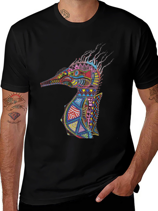 Abstract Seahorse Graphic Tee