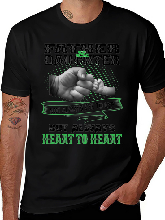 Father & Daughter Heart to Heart Black T-Shirt