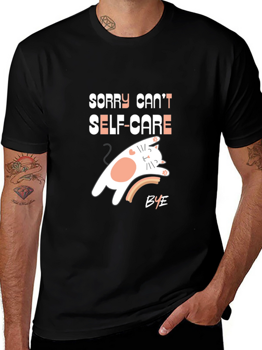 Sorry Cant Self-Care Cat Graphic T-Shirt