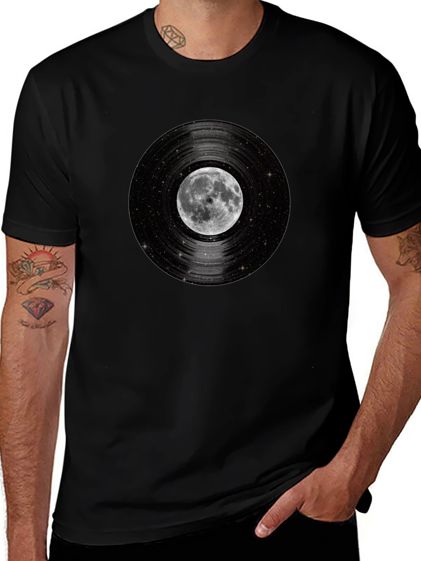 Moon Vinyl Record Graphic T-Shirt